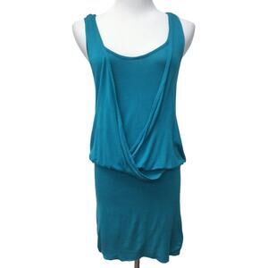 Bella D Dress Womens Large Blue Wrap Front Blouson
